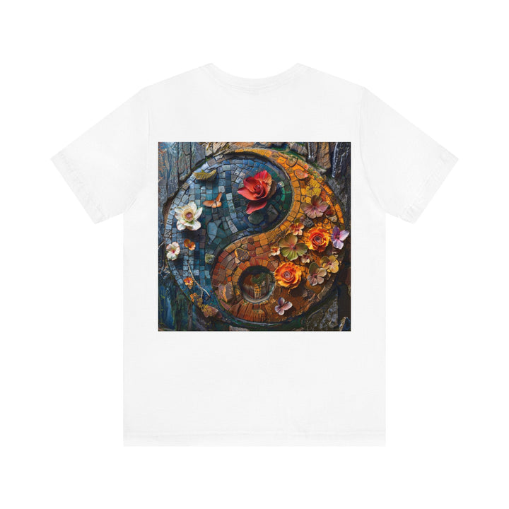 Spiraling Floral Mosaic - Unisex Jersey Short Sleeve Tee - T-Shirt - g(0D·IO) - Black - S -