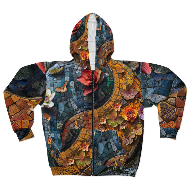 Spiraling Floral Mosaic - Unisex Zip Hoodie - All Over Prints - g(0D·IO) - XS - -