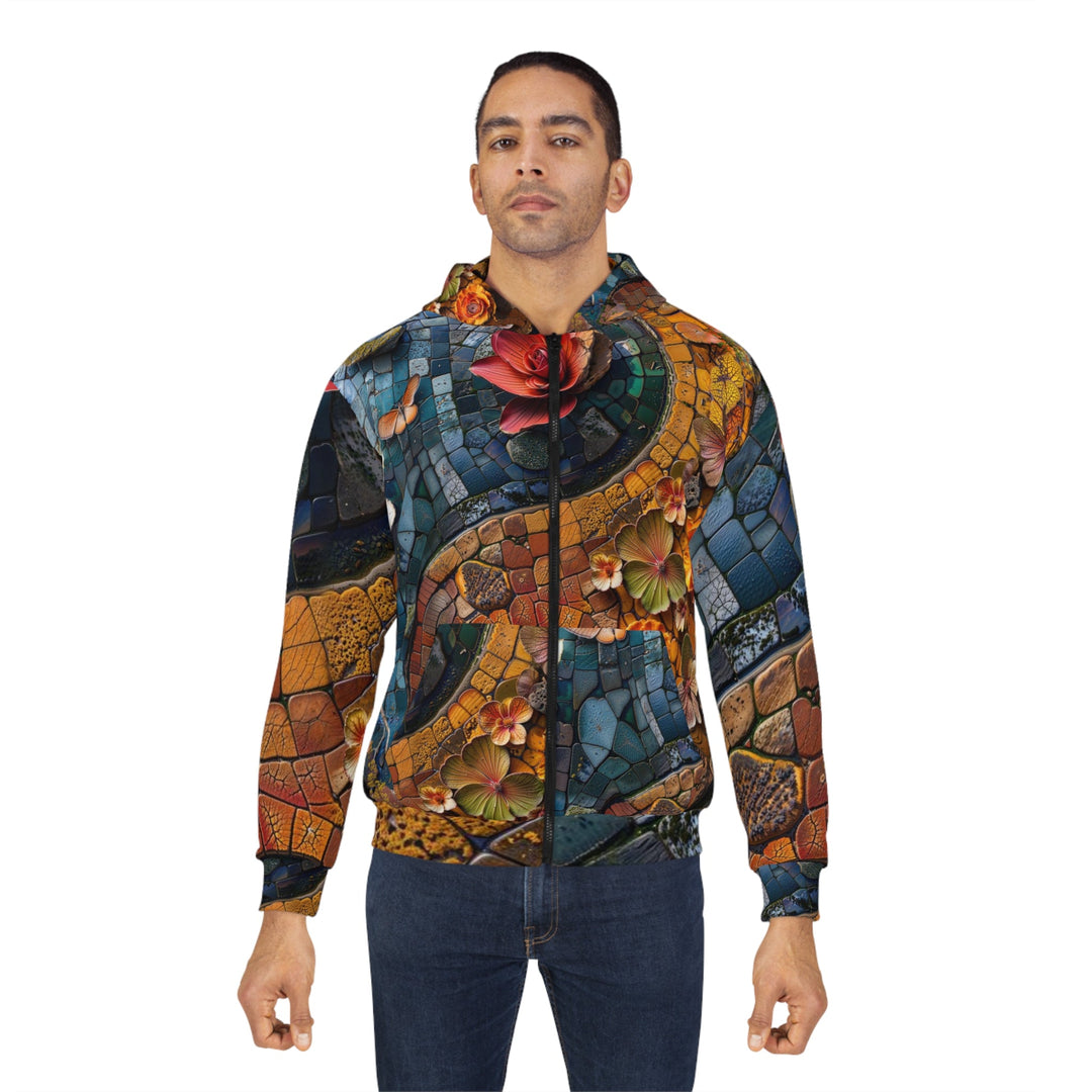 Spiraling Floral Mosaic - Unisex Zip Hoodie - All Over Prints - g(0D·IO) - XS - -