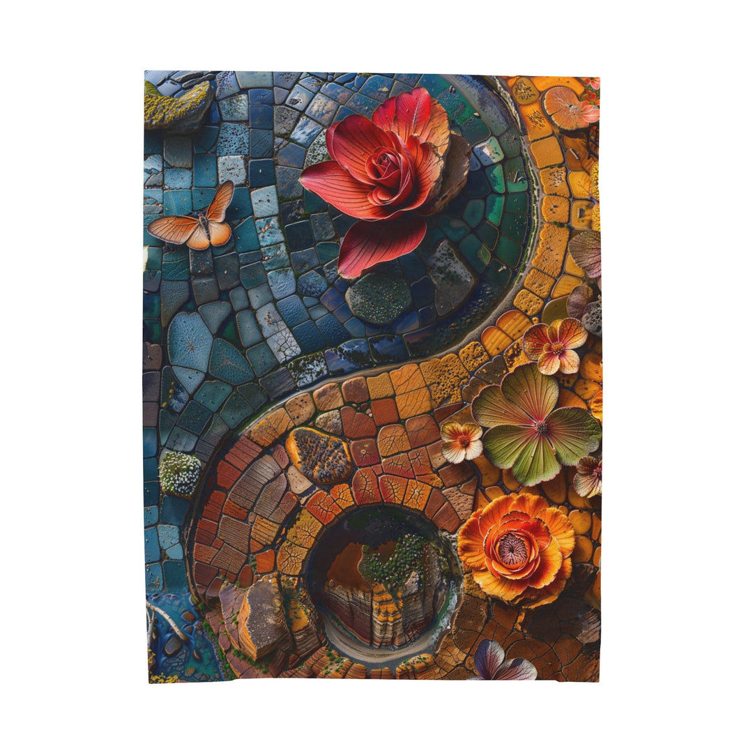 Spiraling Floral Mosaic - Velveteen Plush Blanket - All Over Prints - g(0D·IO) - 60" × 80" - -