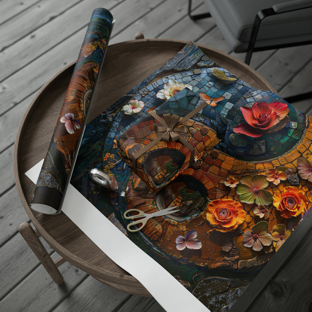 Spiraling Floral Mosaic - Wrapping Paper - Home Decor - g(0D·IO) - 30" x 180" - Matte -