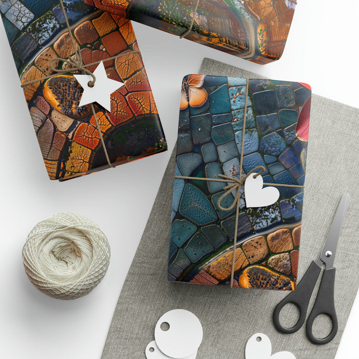 Spiraling Floral Mosaic - Wrapping Paper - Home Decor - g(0D·IO) - 30" x 180" - Matte -