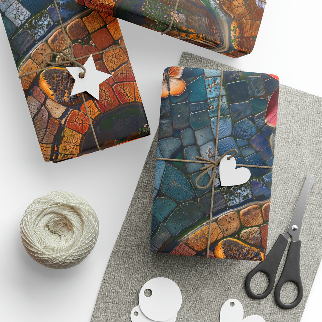Spiraling Floral Mosaic - Wrapping Paper - Home Decor - g(0D·IO) - 30" x 180" - Matte -