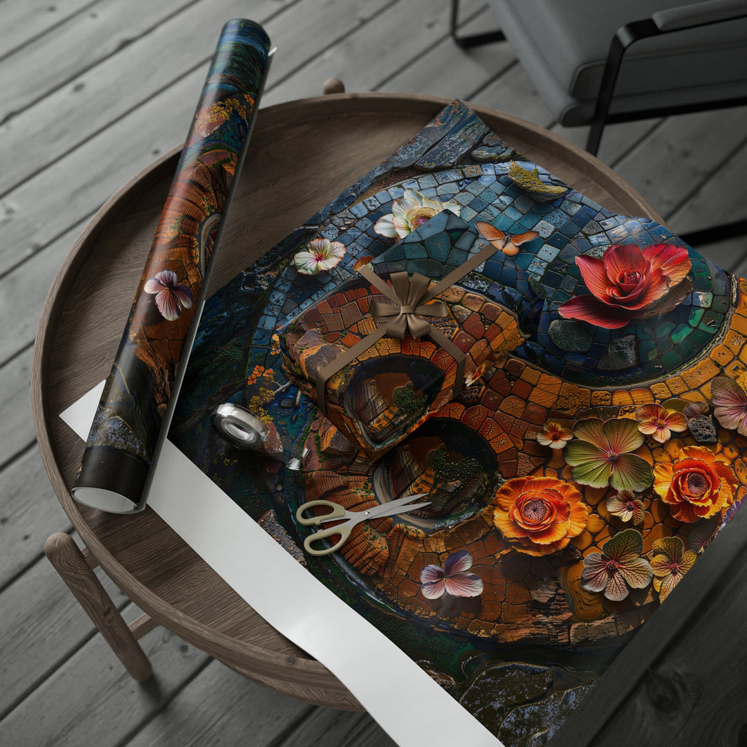 Spiraling Floral Mosaic - Wrapping Paper - Home Decor - g(0D·IO) - 30" x 180" - Matte -