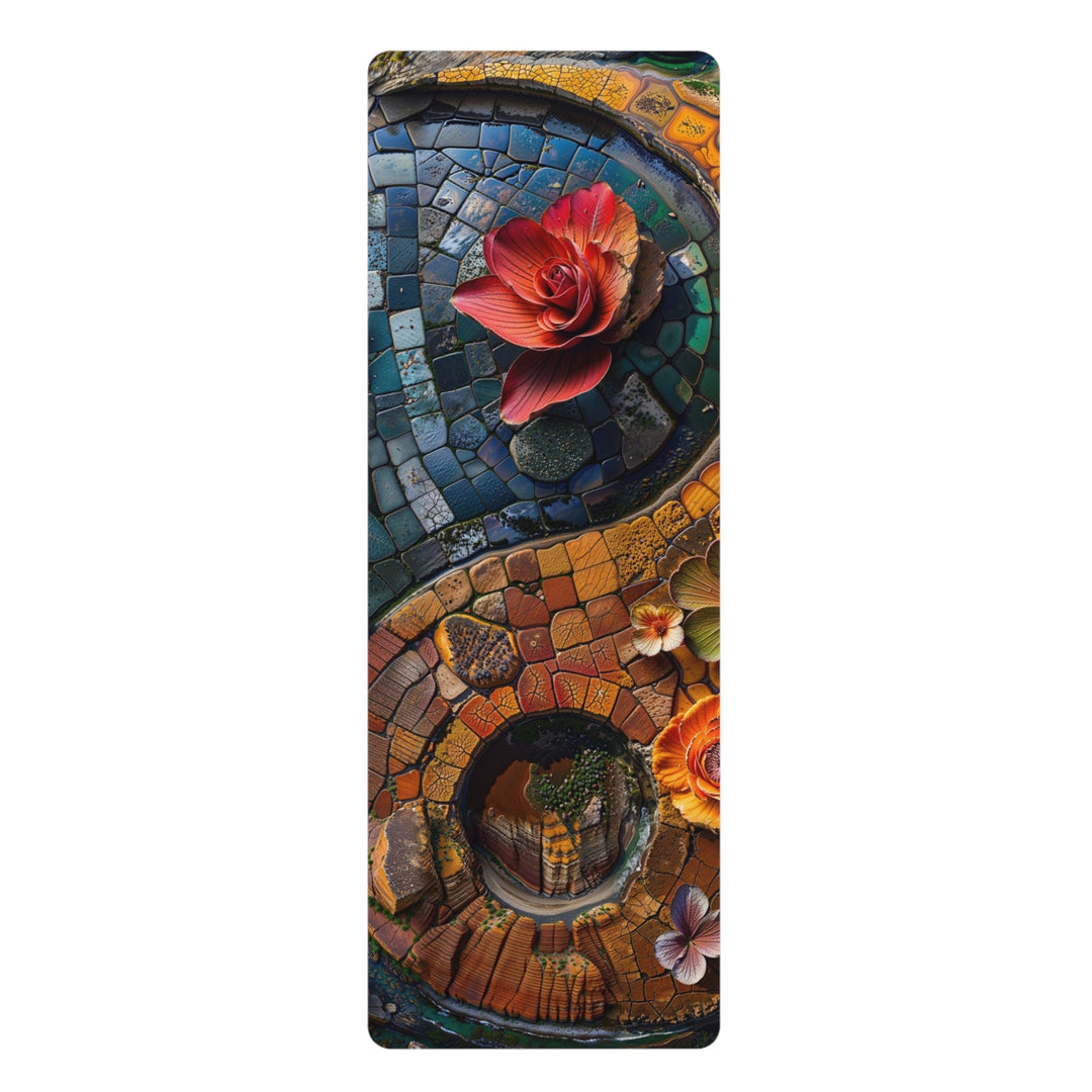 Spiraling Floral Mosaic - Yoga Mat - Home Decor - g(0D·IO) - 24” x 68” - -