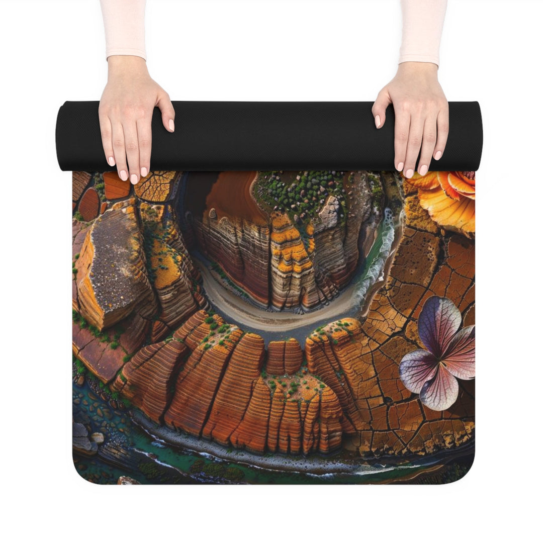Spiraling Floral Mosaic - Yoga Mat - Home Decor - g(0D·IO) - 24” x 68” - -