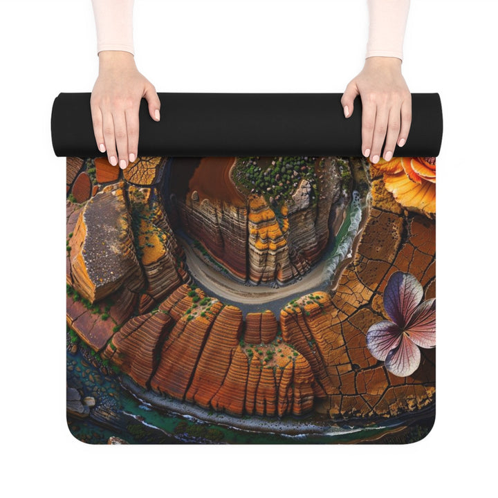 Spiraling Floral Mosaic - Yoga Mat - Home Decor - g(0D·IO) - 24” x 68” - -