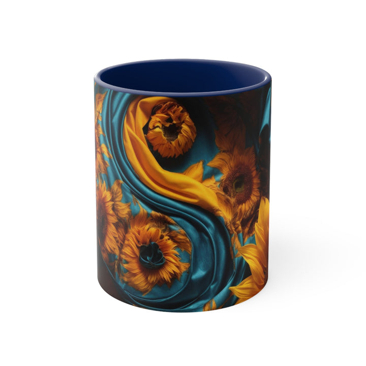 Sunflower Satin Swirl - Accent Coffee Mug - Mug - g(0D·IO) - Navy - 11oz -