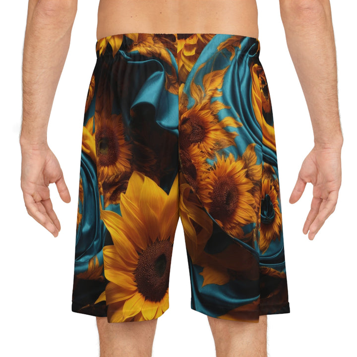 Sunflower Satin Swirl - AOP Basketball Shorts - All Over Prints - g(0D·IO) - Seam thread color automatically matched to design - XS -