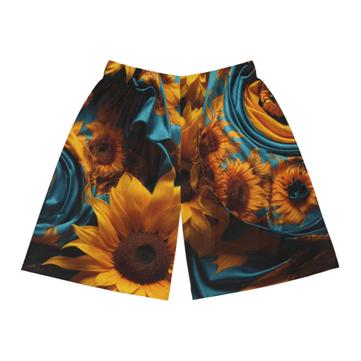 Sunflower Satin Swirl - AOP Basketball Shorts - All Over Prints - g(0D·IO) - Seam thread color automatically matched to design - XS -