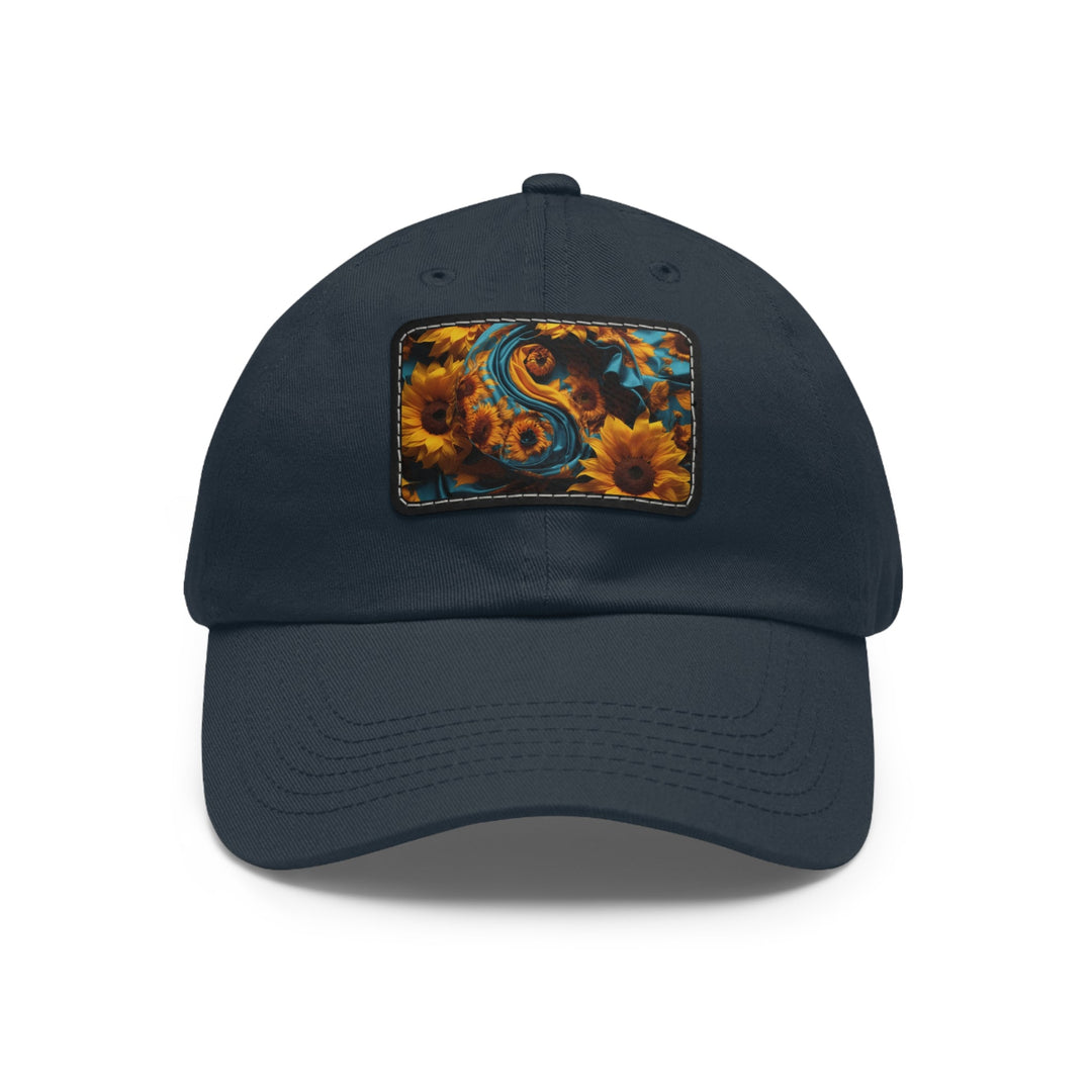 Sunflower Satin Swirl - Dad Hat - Hats - g(0D·IO) - Navy / Black patch - Rectangle - One size