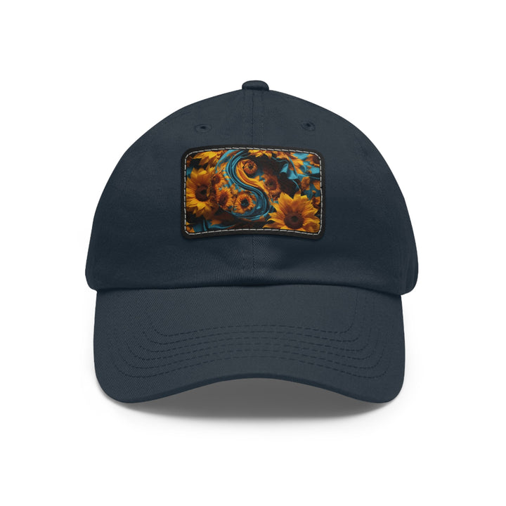 Sunflower Satin Swirl - Dad Hat - Hats - g(0D·IO) - Navy / Black patch - Rectangle - One size