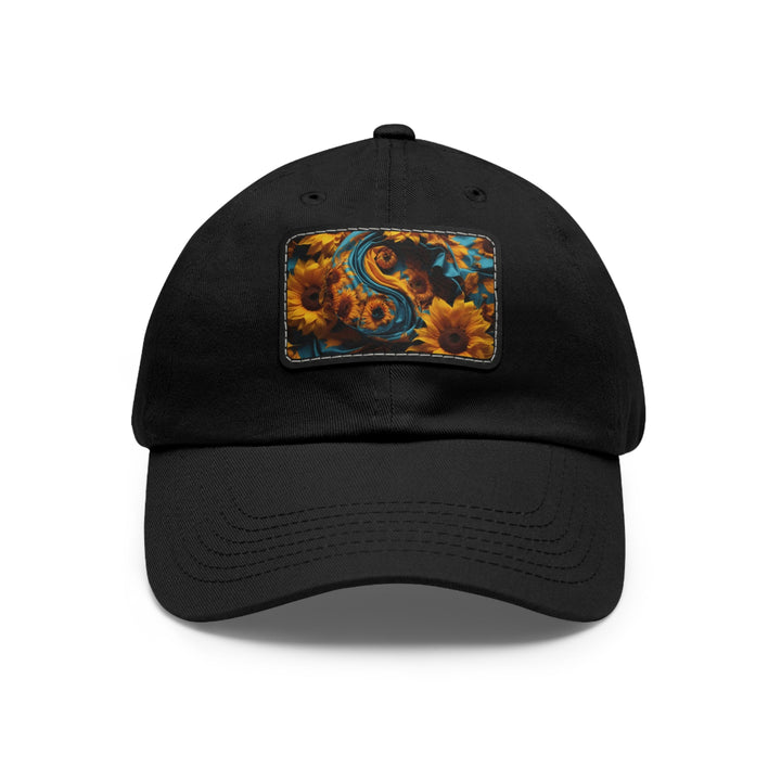 Sunflower Satin Swirl - Dad Hat - Hats - g(0D·IO) - Black / Black patch - Rectangle - One size