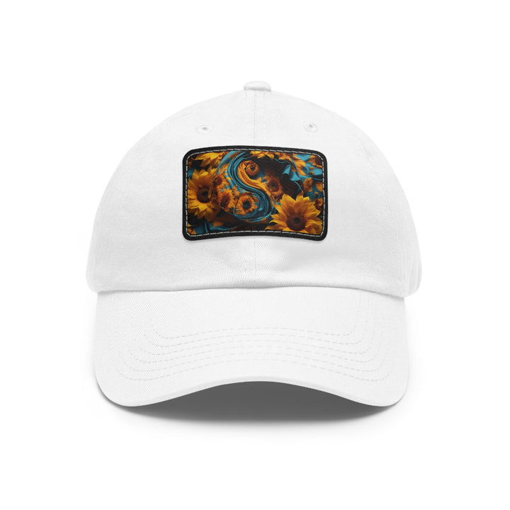 Sunflower Satin Swirl - Dad Hat - Hats - g(0D·IO) - White / Black patch - Rectangle - One size