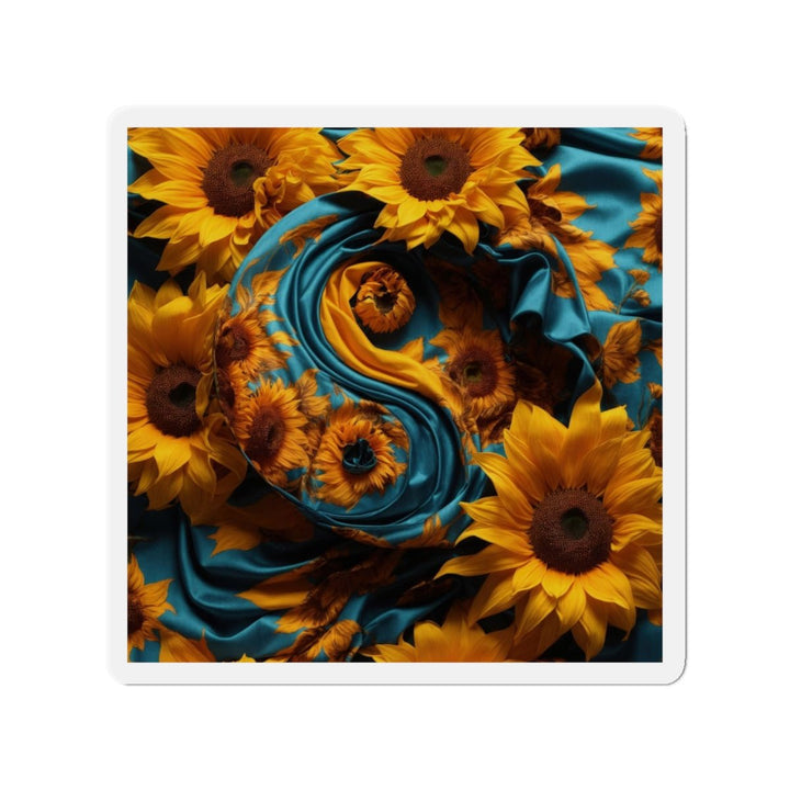 Sunflower Satin Swirl - Die-cut Magnet - Home Decor - g(0D·IO) - 4" x 4" - Die-Cut - 1 pc