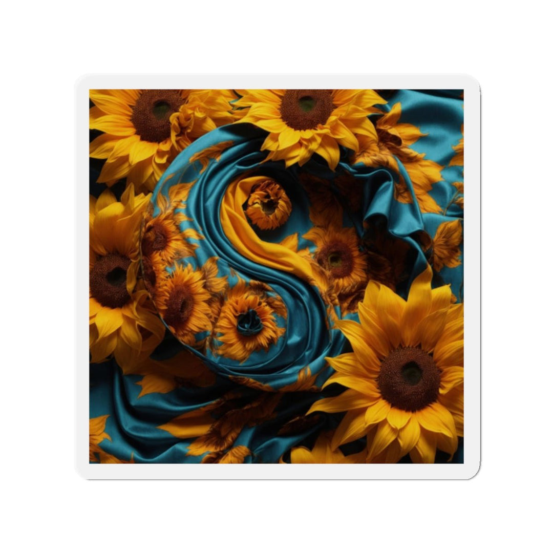 Sunflower Satin Swirl - Die-cut Magnet - Home Decor - g(0D·IO) - 2" x 2" - Die-Cut - 1 pc