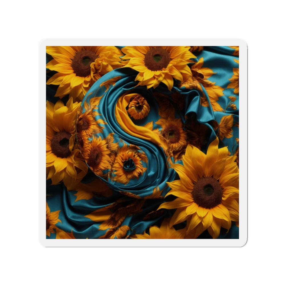 Sunflower Satin Swirl - Die-cut Magnet - Home Decor - g(0D·IO) - 3" x 3" - Die-Cut - 1 pc