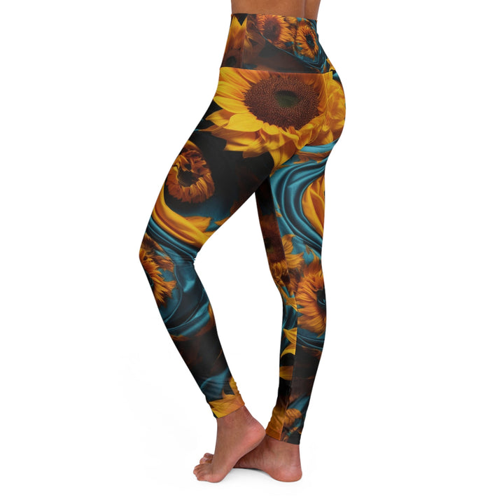 Sunflower Satin Swirl - High Waisted AOP Yoga Leggings - All Over Prints - g(0D·IO) - XS - -