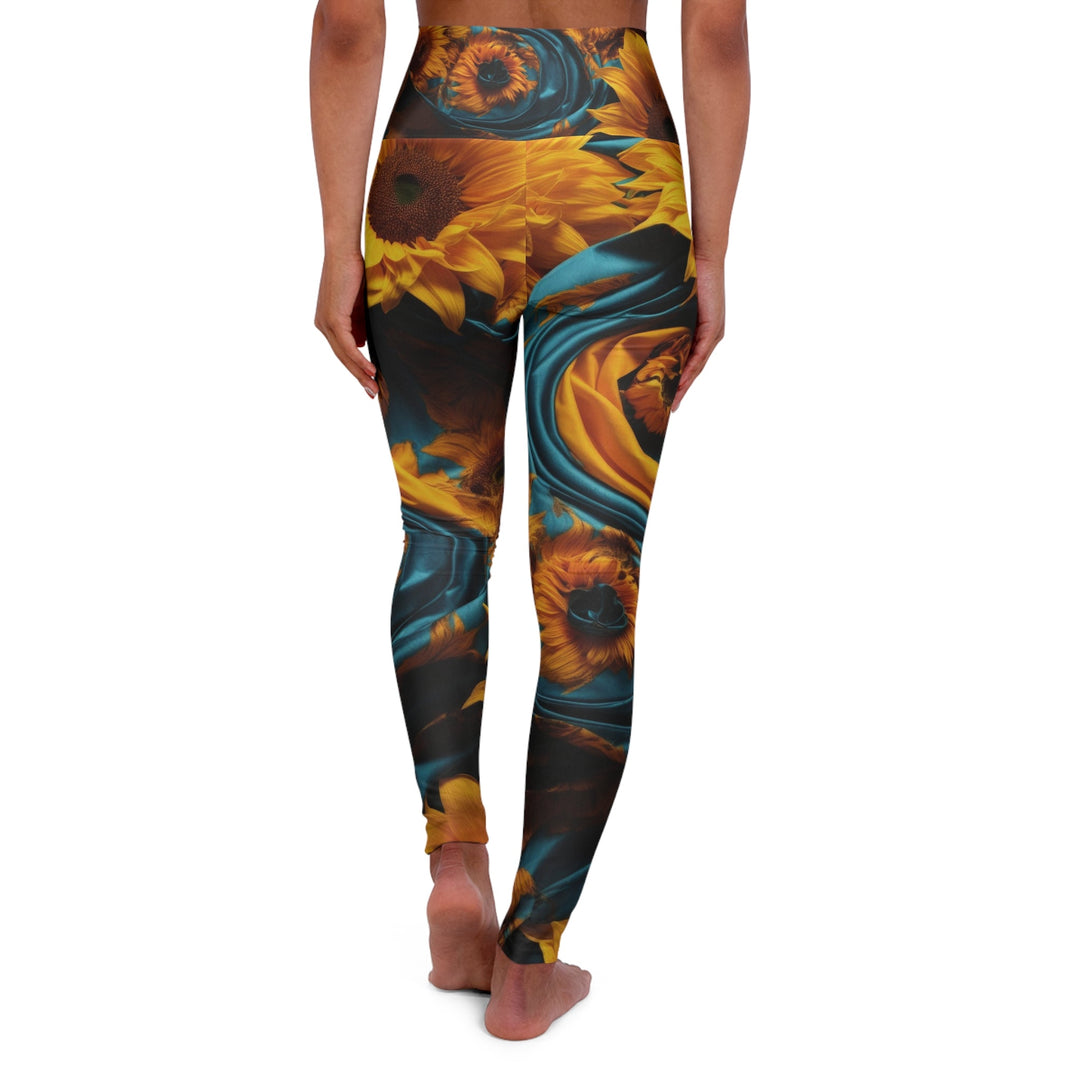 Sunflower Satin Swirl - High Waisted AOP Yoga Leggings - All Over Prints - g(0D·IO) - XS - -