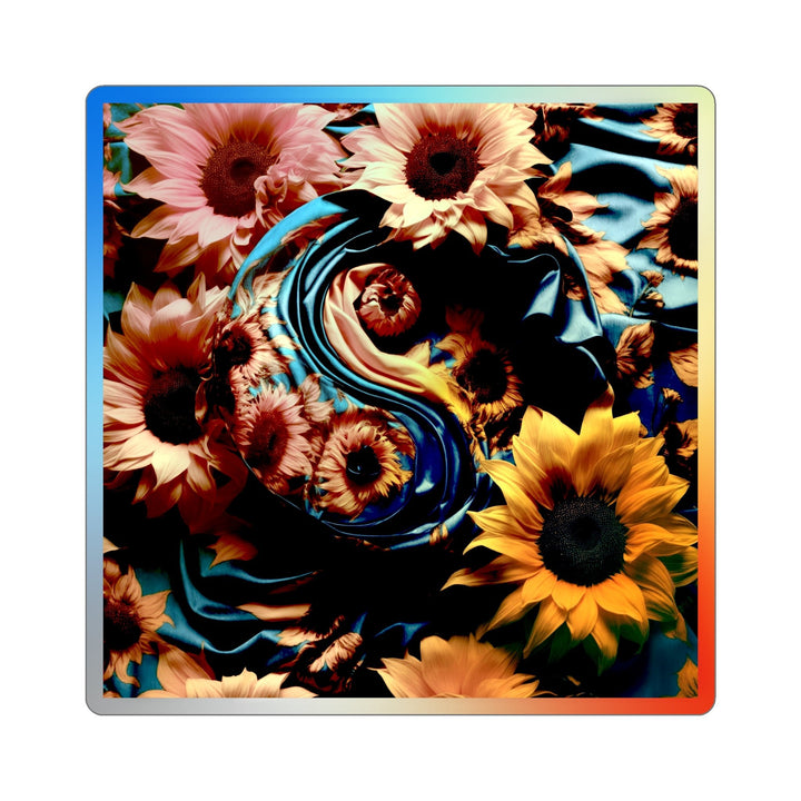 Sunflower Satin Swirl - Holographic Die-Cut Sticker - Paper products - g(0D·IO) - 4" × 4" - Die-Cut - Holographic