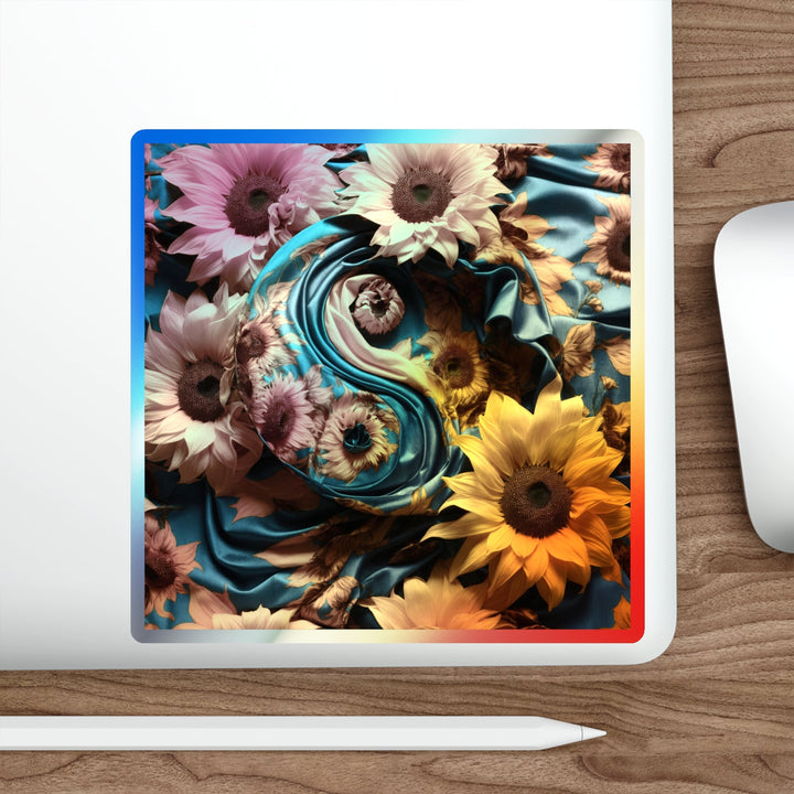 Sunflower Satin Swirl - Holographic Die-Cut Sticker - Paper products - g(0D·IO) - 5" × 5" - Die-Cut - Holographic