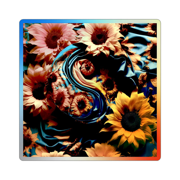 Sunflower Satin Swirl - Holographic Die-Cut Sticker - Paper products - g(0D·IO) - 3" × 3" - Die-Cut - Holographic