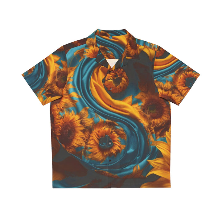 Sunflower Satin Swirl - Men's Hawaiian Shirt - All Over Prints - g(0D·IO) - S - Black -