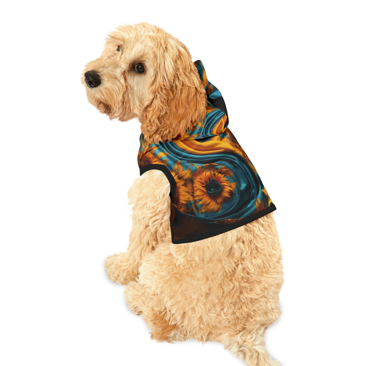 Sunflower Satin Swirl - Pet Hoodie - Pets - g(0D·IO) - XXS - Black Rib -