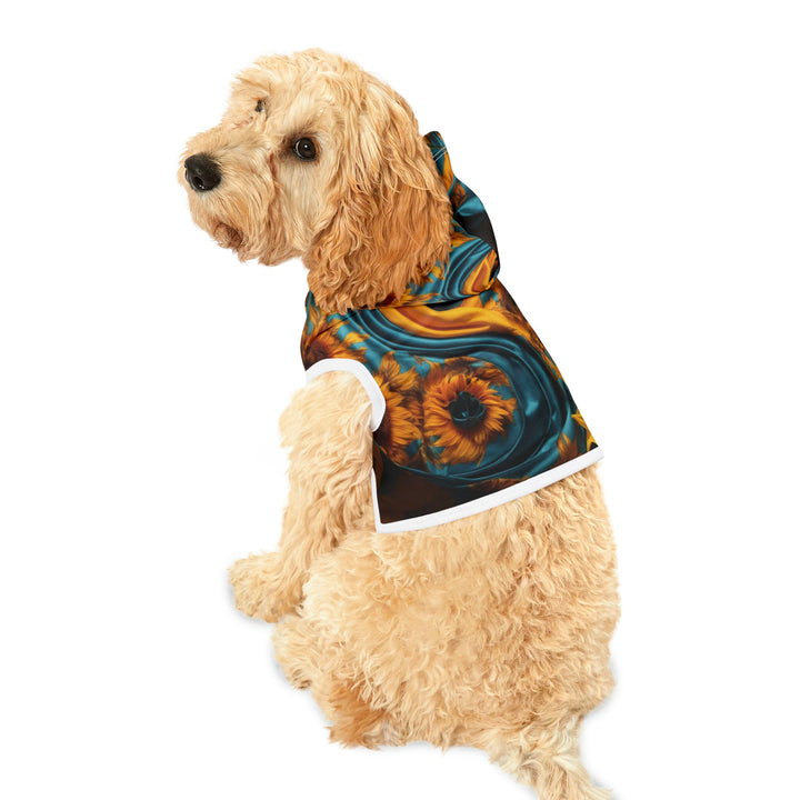 Sunflower Satin Swirl - Pet Hoodie - Pets - g(0D·IO) - XXS - Black Rib -