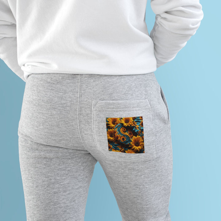 Sunflower Satin Swirl - Premium Fleece Joggers - Trousers - g(0D·IO) - Charcoal Heather - M -