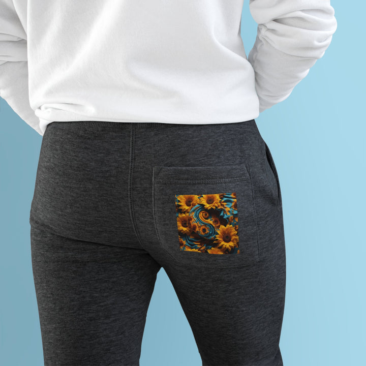 Sunflower Satin Swirl - Premium Fleece Joggers - Trousers - g(0D·IO) - Charcoal Heather - M -