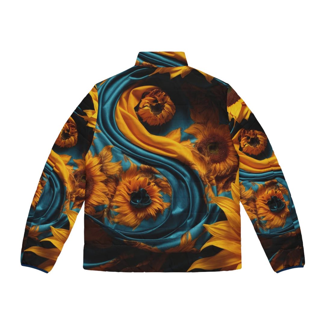 Sunflower Satin Swirl - Puffer Jacket - All Over Prints - g(0D·IO) - S - Black zipper -