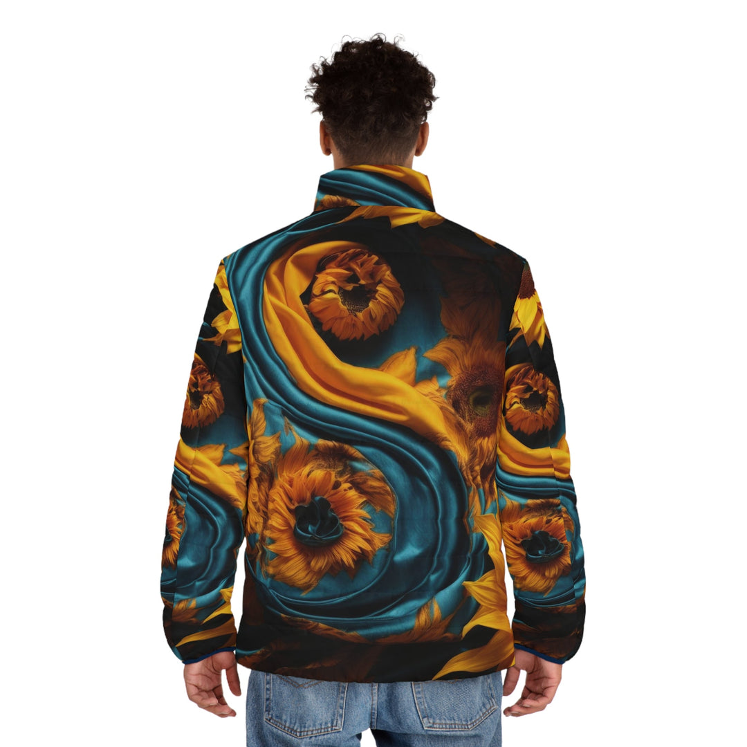 Sunflower Satin Swirl - Puffer Jacket - All Over Prints - g(0D·IO) - S - Black zipper -