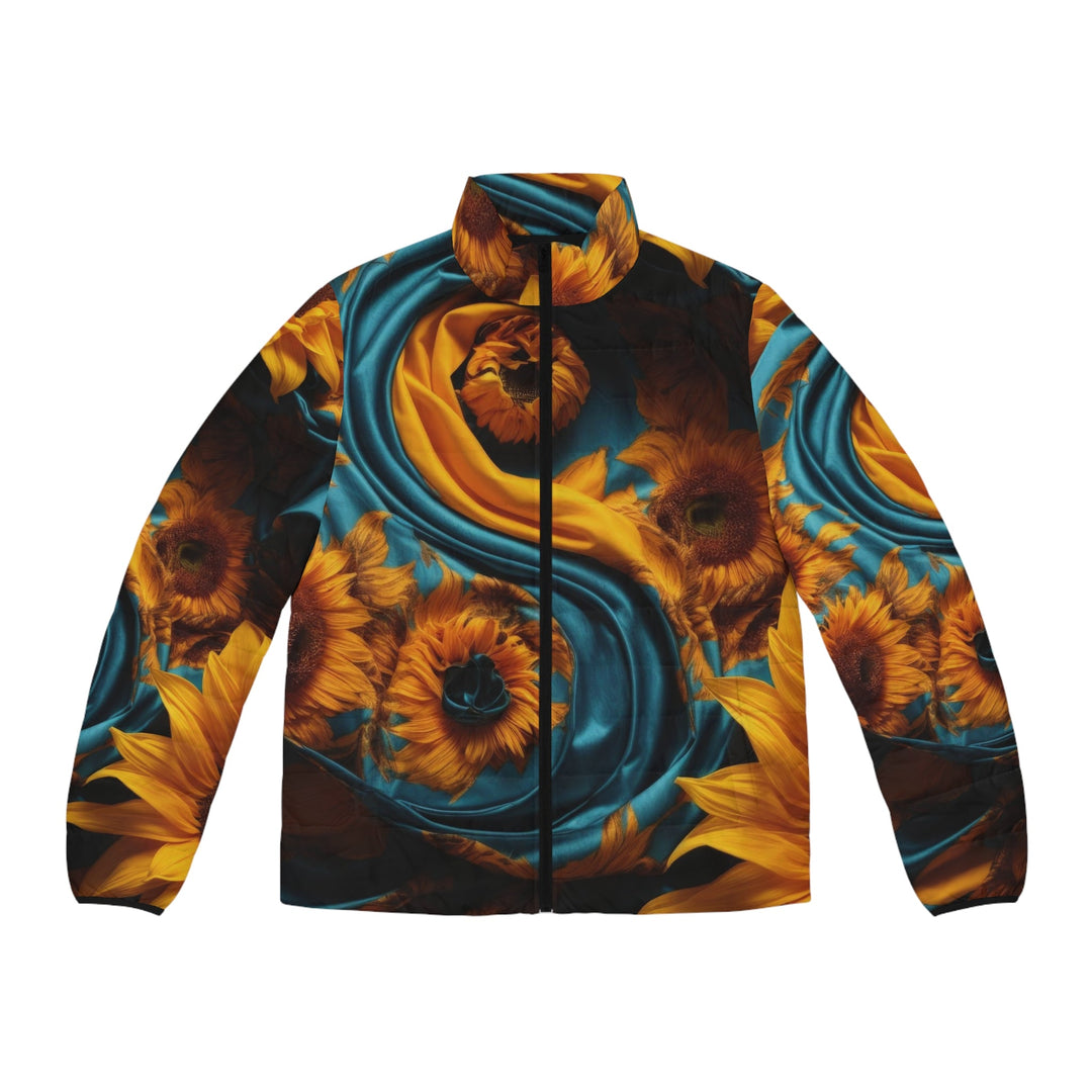 Sunflower Satin Swirl - Puffer Jacket - All Over Prints - g(0D·IO) - S - Black zipper -