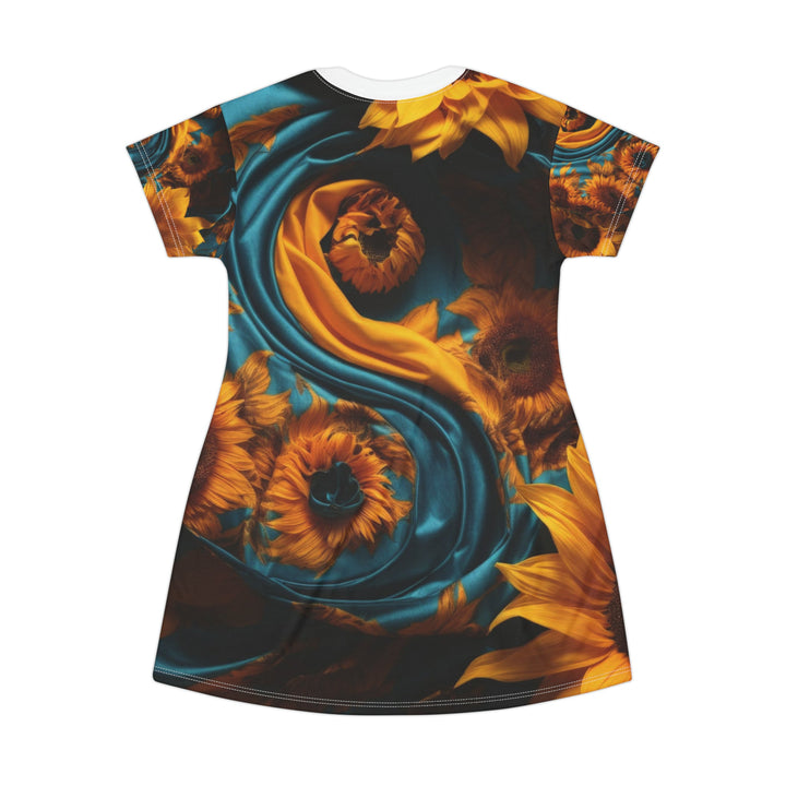 Sunflower Satin Swirl - T-Shirt Dress - All Over Prints - g(0D·IO) - XS - -