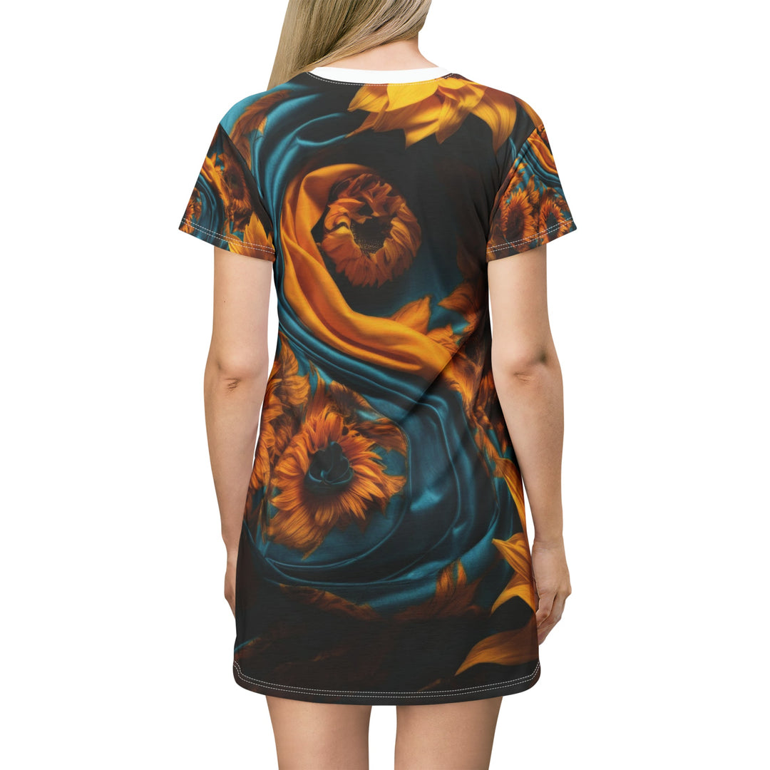 Sunflower Satin Swirl - T-Shirt Dress - All Over Prints - g(0D·IO) - XS - -