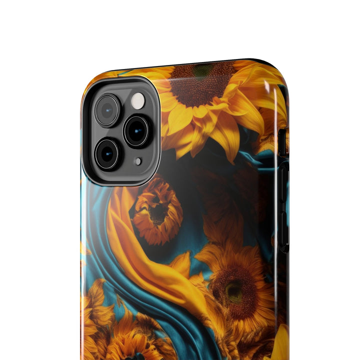 Sunflower Satin Swirl - Tough Phone Case - Phone Case - g(0D·IO) - iPhone 13 Mini - -