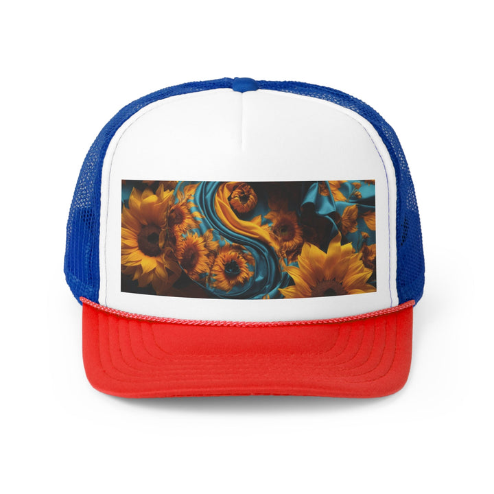 Sunflower Satin Swirl - Trucker Hat - Hats - g(0D·IO) - Blue/Red - One size -