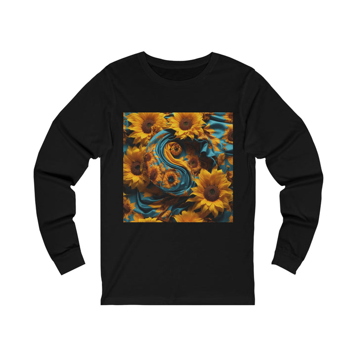 Sunflower Satin Swirl - Unisex Jersey Long Sleeve Tee - Long-sleeve - g(0D·IO) - S - Black -