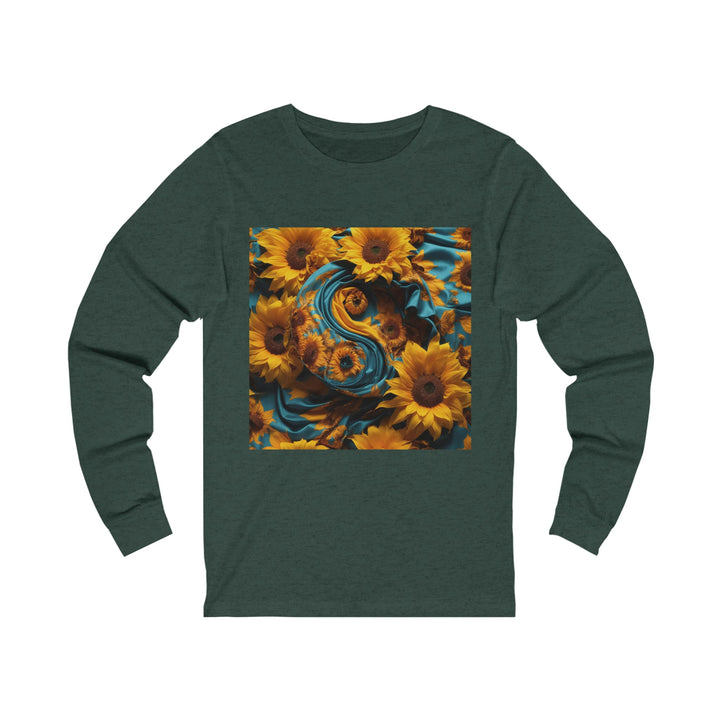 Sunflower Satin Swirl - Unisex Jersey Long Sleeve Tee - Long-sleeve - g(0D·IO) - S - Heather Forest -