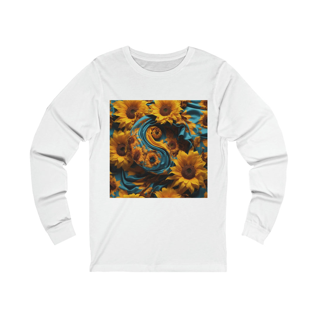 Sunflower Satin Swirl - Unisex Jersey Long Sleeve Tee - Long-sleeve - g(0D·IO) - S - White -