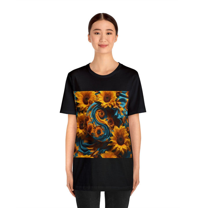 Sunflower Satin Swirl - Unisex Jersey Short Sleeve Tee - T-Shirt - g(0D·IO) - Black - S -