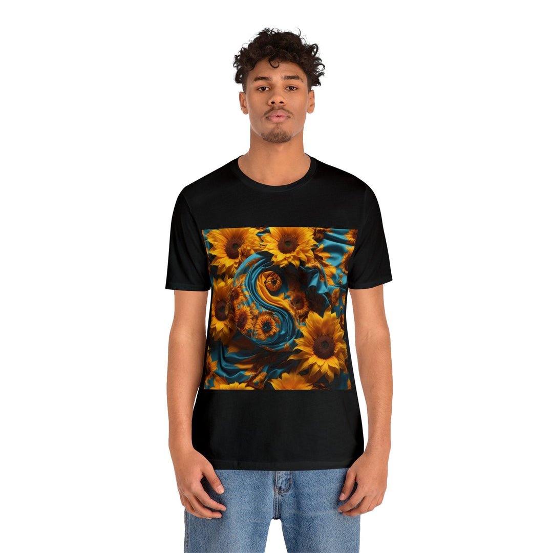 Sunflower Satin Swirl - Unisex Jersey Short Sleeve Tee - T-Shirt - g(0D·IO) - Black - S -