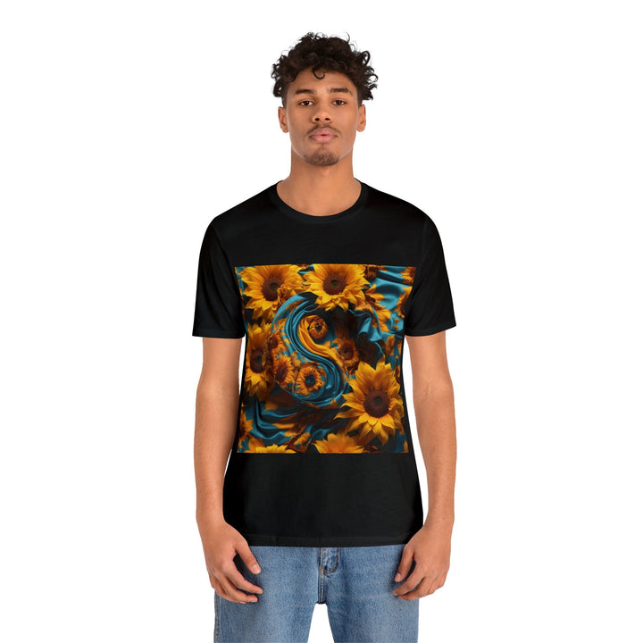 Sunflower Satin Swirl - Unisex Jersey Short Sleeve Tee - T-Shirt - g(0D·IO) - Black - S -