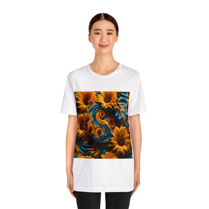 Sunflower Satin Swirl - Unisex Jersey Short Sleeve Tee - T-Shirt - g(0D·IO) - Black - S -