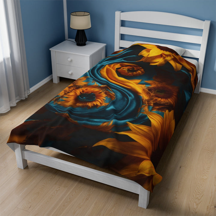 Sunflower Satin Swirl - Velveteen Plush Blanket - All Over Prints - g(0D·IO) - 30" × 40" - -