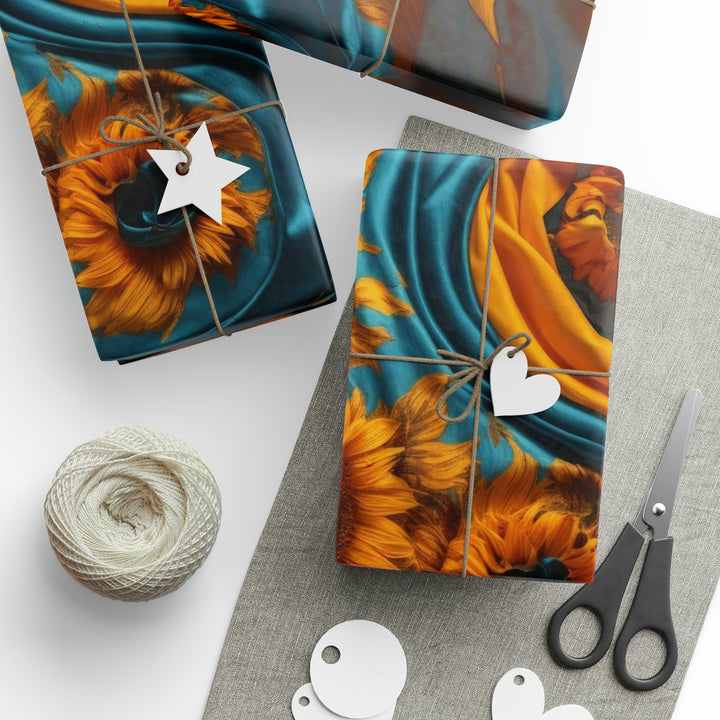 Sunflower Satin Swirl - Wrapping Paper - Home Decor - g(0D·IO) - 30'' x 72'' - Matte -