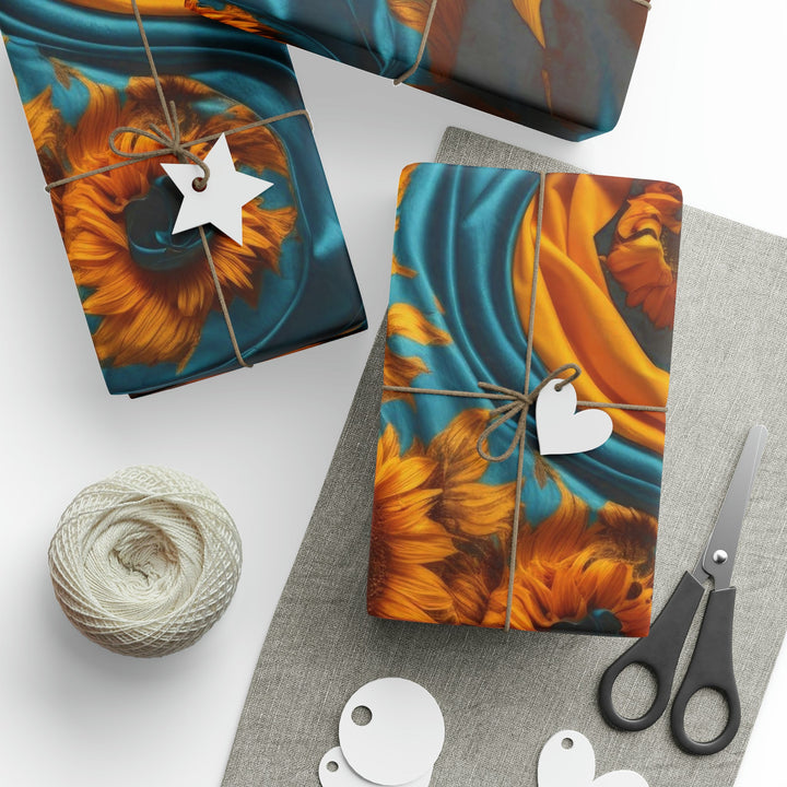 Sunflower Satin Swirl - Wrapping Paper - Home Decor - g(0D·IO) - 30'' x 72'' - Matte -