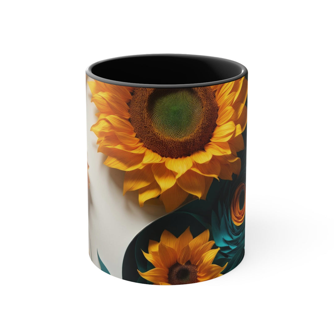 Sunflower Turquoise Elegance - Accent Coffee Mug - Mug - g(0D·IO) - Black - 11oz -