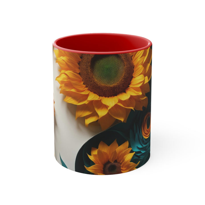 Sunflower Turquoise Elegance - Accent Coffee Mug - Mug - g(0D·IO) - Red - 11oz -